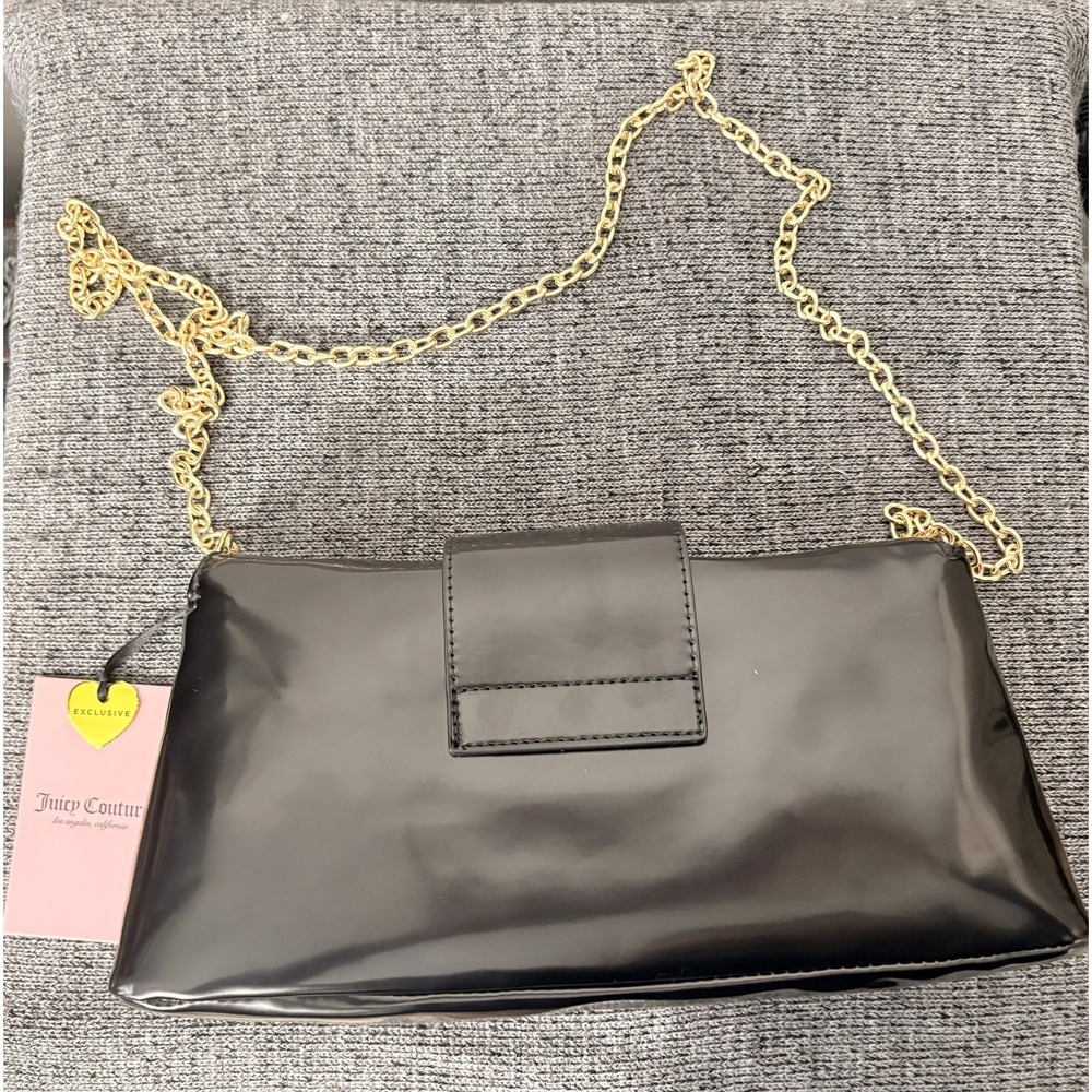 NWT Juicy Couture Crossbody Baguette Bag, Black Gold Logo - Picture 4 of 9